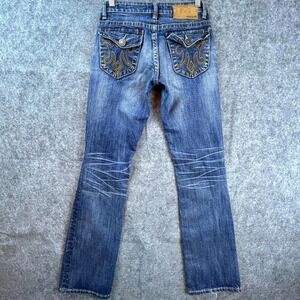 MEK DNM Jeans Womens 25 Blue Wyatt Stretch Bootcut Flap Pocket Embroidered